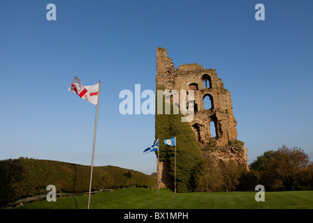 Sheriff Hutton Castle, a ruined motte and bailey castle, in the village of Sheriff Hutton near York, England Stock Photo