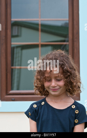 Beautiful girl smiling standing outside home Beirut Lebanon Middle east Asia Stock Photo