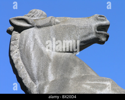 animal head Horse horse´s head sculpture sky stone Stock Photo