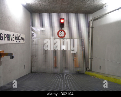 automobile ban car city garage gate in private multi storey car park Geneva parking passenger car Switzer Stock Photo