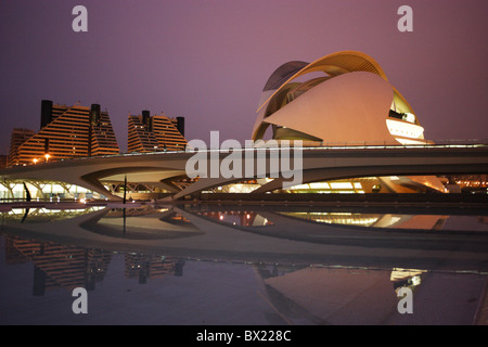 at night night Artes y de read Spain Valencia Ciudad de read Ciencias town city of arts skills and sciences Stock Photo