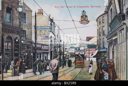 Picture card illustration of  Barnsley town centre in South Yorkshire Stock Photo