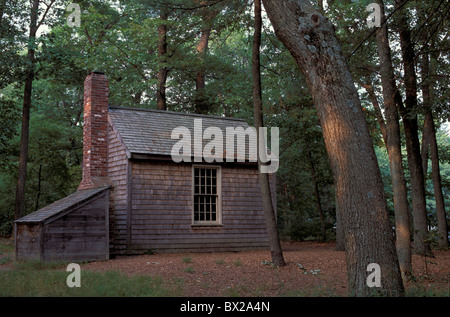 America Massachusetts near Concord Thoreau cabin Henry David Thoreau replica Walden Pond United States Nort Stock Photo