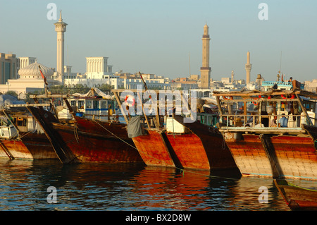 Dubai harbour port ships Dhow Wharfage Dubai Creek Abras Khor Dubai united Arab Emirates UAE Arabian peninsu