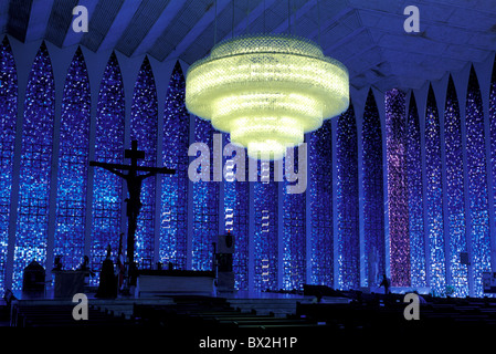 Blue Church at Sede Ministerio da Justica Brasilia Brazil South America architecture modern indoors Stock Photo