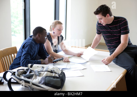 Students working together in library Stock Photo