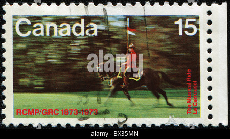 CANADA - CIRCA 1973: A stamp printed in Canada devoted Musical Ride, circa 1973 Stock Photo