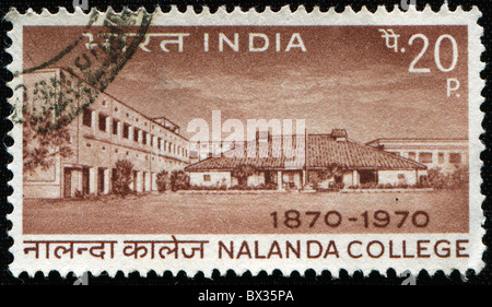 INDIA - CIRCA 1970: A Stamp printed in India shows Nalanda College, circa 1970 Stock Photo