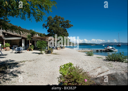 Seafront Taverna at Agios Stefanos, Corfu, Greece Stock Photo