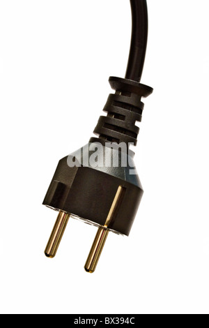 two pin plug closeup on white background Stock Photo