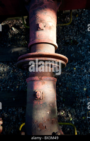 Railroad box-car solid metal shock absorpers Stock Photo