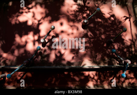 Multiple metallic control levers with round knobs Stock Photo - Alamy