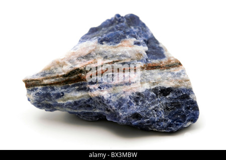 Raw sodalite on a white background Stock Photo