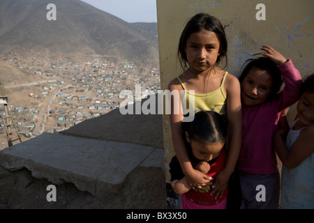 Children in San Juan de Miraflores, a suburb of Lima, Peru. Stock Photo