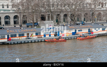 Tower Lifeboat Station on the River Thames in London, UK, operated by the Royal National Lifeboat Institution (RNLI) Stock Photo