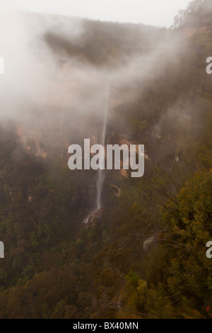 Clouds around Bridal Veil Falls near Govett's Leap in Grose Valley, Blue Mountains National Park, Blackheath, New South Wales Stock Photo