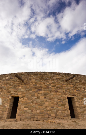 The Great Kiva at the Aztec Ruins National Monument excavated by Earl Morris in 1921. New Mexico, USA. Stock Photo