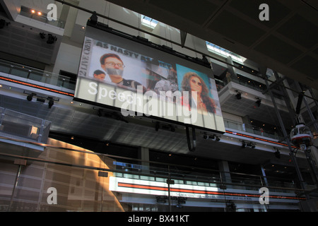 View of main hall with large TV monitor at the Newseum in Washington, D.C., United States, September 5, 2010 Stock Photo