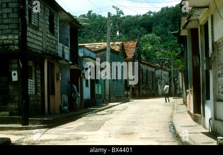 A street in the small Cuban town of Baracoa Stock Photo