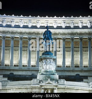 Italy Europe Rome monument statue rider Vittorio Emanuele II night lighting place of interest at night nigh Stock Photo