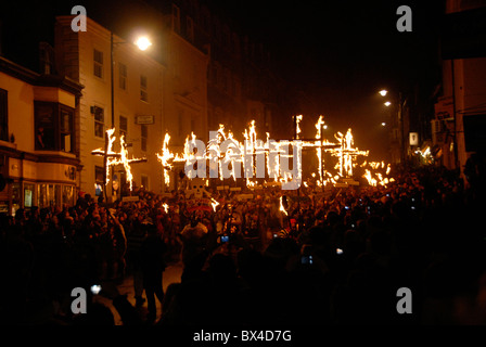 Lewes traditional bonfire parade to celebrate Guy Fawkes and bonfire
