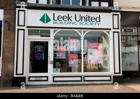 The Leek United Building Society in Market Drayton, Shropshire Stock Photo