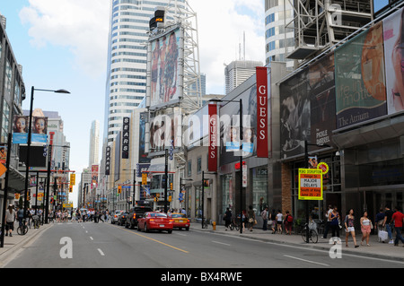 Looking south toward the bottom of the world's longest street -- Yonge Street -- on a sunny day in downtown Toronto Stock Photo