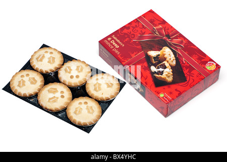 Two Sainsburys boxes of six mince deep filled pies Stock Photo