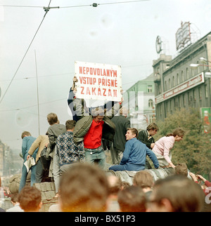 Soviet tank, Wenceslas Square, Prague, protest Stock Photo