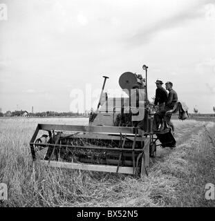 Czechoslovakia 1948..  Harvester machine .CTK Vinatge Photo Stock Photo