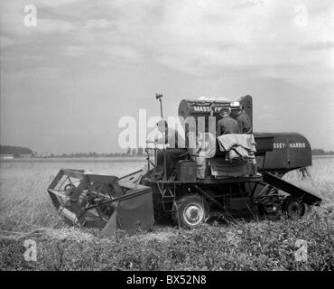 Czechoslovakia 1948..  Harvester machine .CTK Vinatge Photo Stock Photo