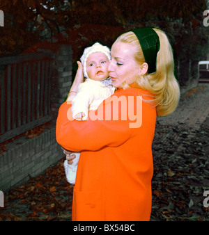 Czech gymnastics legend Vera Caslavska with her daughter Radka, October 1969.  CTK Photo/Jiri Karas Stock Photo