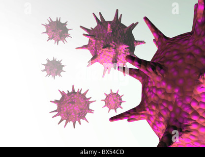 Virus particles, conceptual artwork Stock Photo