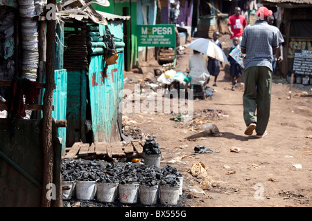 Textile Slum KENYA, Nairobi, Mathare Slum, sale of used textiles from Europe / KENIA ...