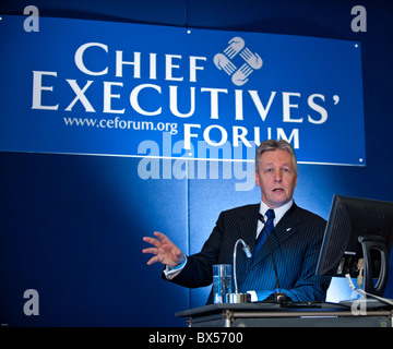 Peter Robinson MLA, First Minister, Northern Ireland Assembly addressing a conference hosted by the Chief Executives' Forum Stock Photo