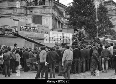 tank, protest, Brno Stock Photo