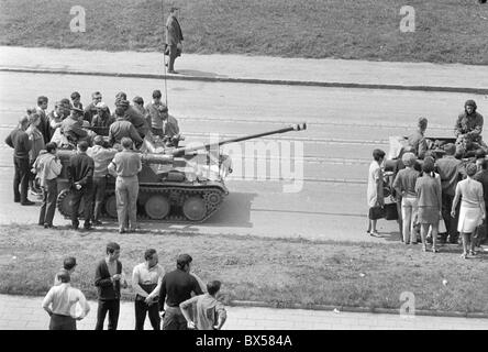 tank, protest, Brno Stock Photo