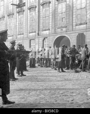 WWII Prague May 1945, German POWÂ´s at Prague Castle. Stock Photo