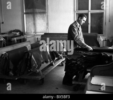 Czechoslovakia 1947. Leather factory Treusch which was confiscated by Czechoslovak government using the so called Benes Decree. Stock Photo