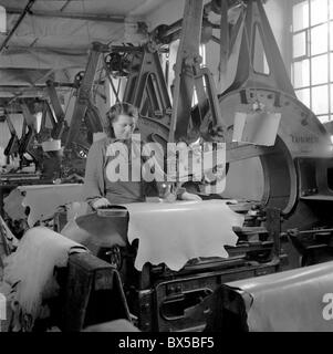 Czechoslovakia 1947. Leather factory Treusch which was confiscated by Czechoslovak government using the so called Benes Decree. Stock Photo