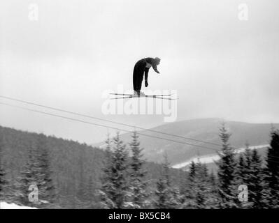 Czechoslovakia - Spindleruv Mlyn 1947, ski jumper. CTK Vintage Photo Stock Photo