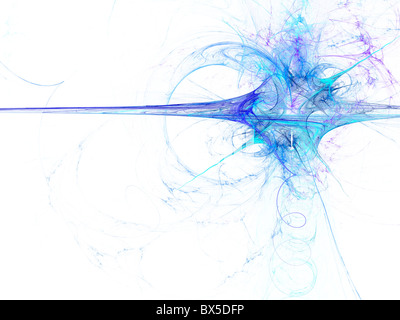 Digitally rendered abstract blue exploding fractal on white. Stock Photo