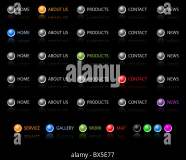 Set of vector aqua web 2.0 site navigation buttons. Easy to edit, any size. Stock Photo