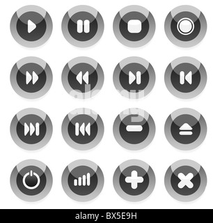 Collection of vector audio buttons. Easy to edit, any size, different ...