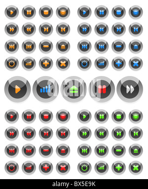 Collection of vector audio buttons. Easy to edit, any size, different ...