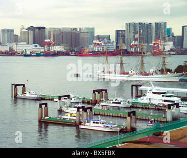 tokio. A kind on parking of boats of a coast guard and a sailing vessel Stock Photo