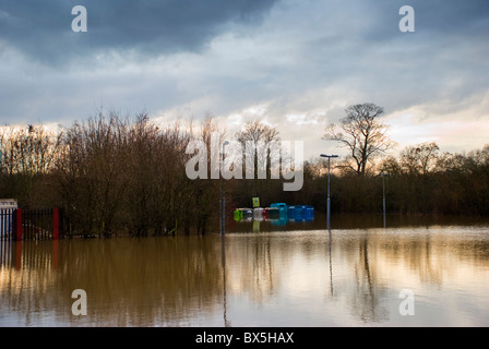 Floodwater from the River Severn at Upton upon Severn, Worcestershire, England, United Kingdom, taken in winter Stock Photo