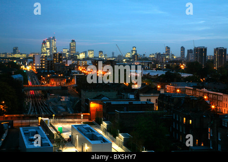 Rooftop view of the City of London skyline from Dalston, London, UK Stock Photo