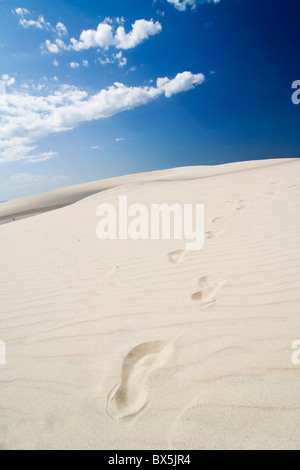 the footprint in desert - Leba - Poland Stock Photo