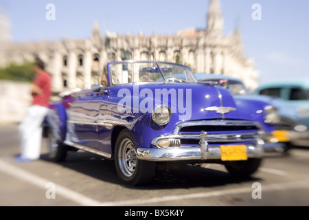 Restored classic American car being used as a taxi for tourists, Havana, Cuba, West Indies, Central America Stock Photo